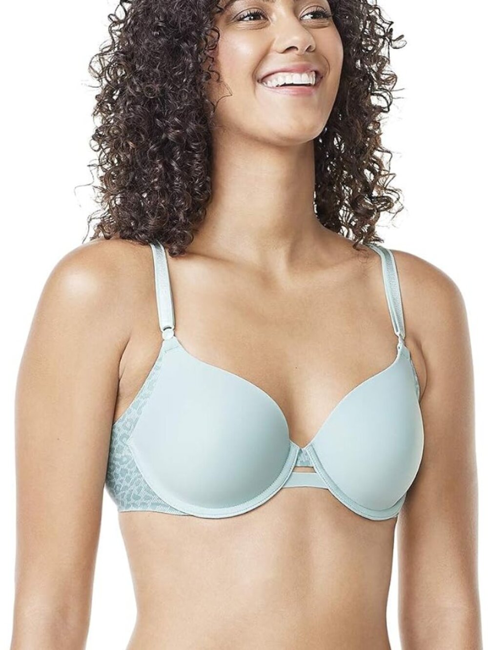 Warner's Women's No Side Effects Underwire Bra Aqua Frost Inverse Animal 34C